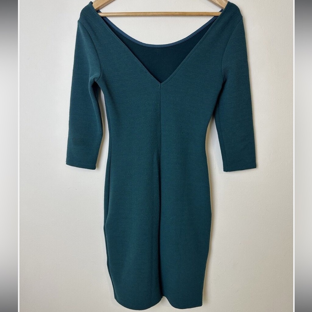 EVERLY- Green Ribbed Bodycon Dress